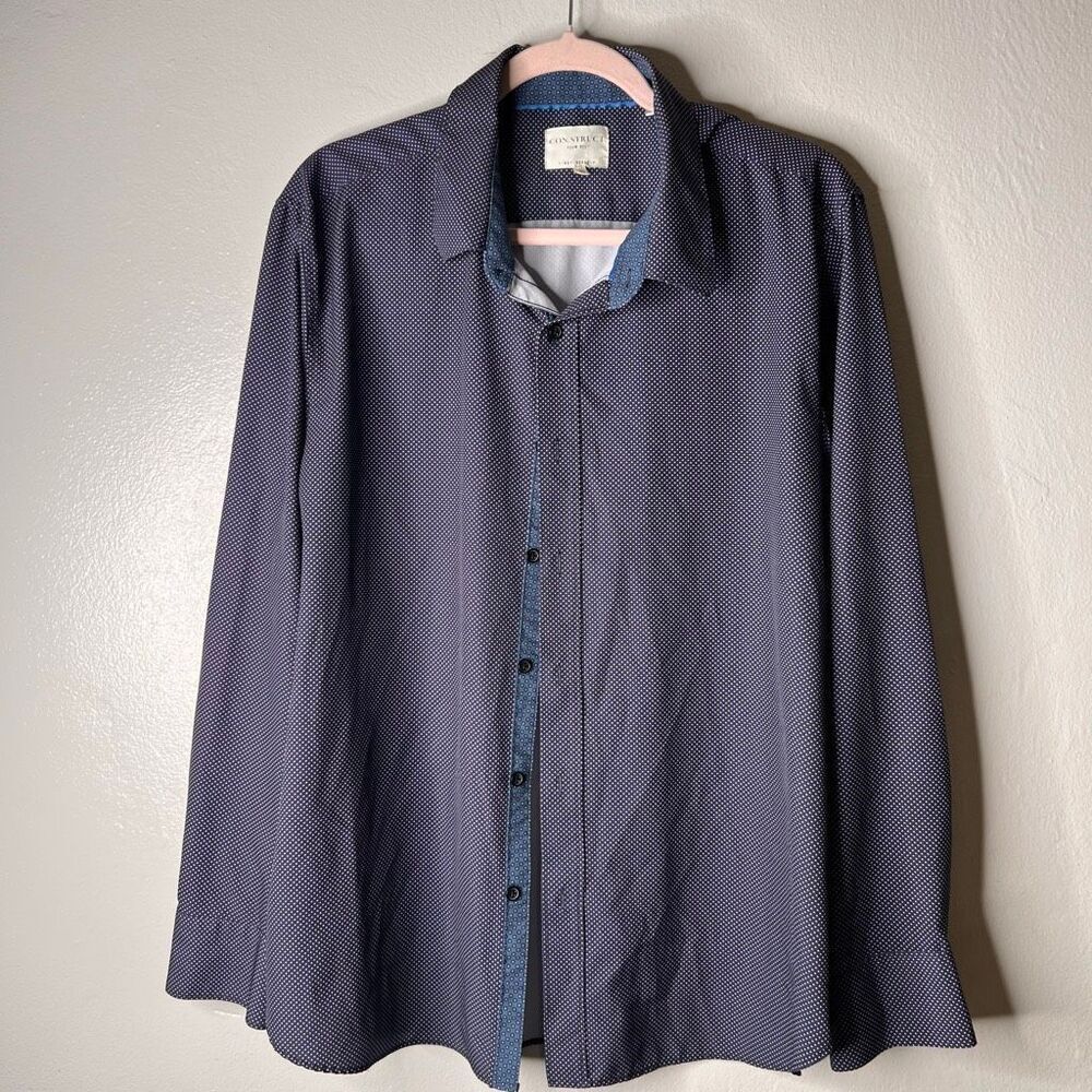 Con.Struct Slim Fit Performance 4-Way Stretch long-sleeve sport shirt in a blue/